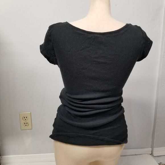 Hinge black medium M tee short sleeves basic thin ribbed - Picture 2 of 6